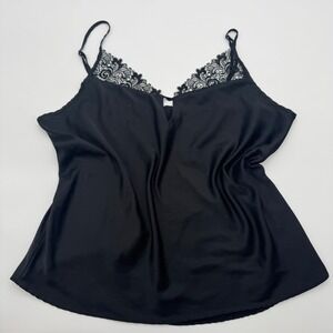 Modern Movement Sexy Black Lace Trim Satin Camisole Top‎ XL Adjustable Straps